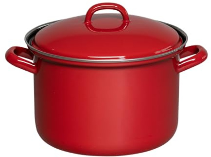 Riess, 0124-020 - Pentola per carne con coperchio, 20 cm, 3,5 l, colore rosso, lunghezza 27,6 x 21,7 x 18,2 cm, peso 1,6 kg