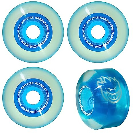 Spitfire Skateboard Wheels 56mm Sapphire 90A Blue, Radial Shape, Polyurethane, 9.0 Ounces