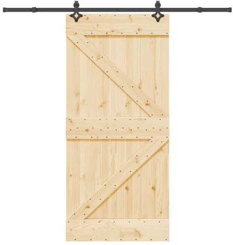 vidaXL Puerta corredera con herrajes madera maciza de pino 95x210 cm
