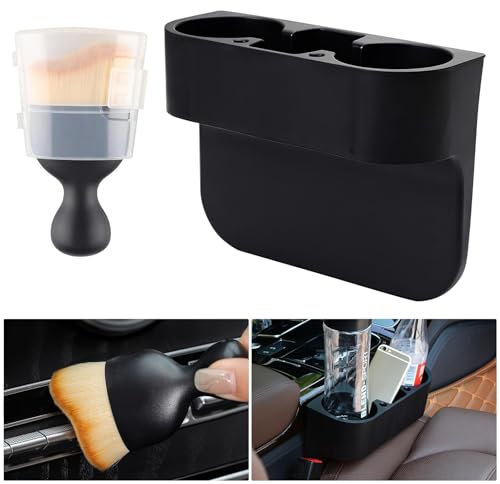 KATLKIU Universal Autositz-Organizer mit Seiten-Organizer, Getränkehalter und Telefonhalter, multifunktionales Zubehör für Schutz und Ordnung im Auto, mit Staubbürste
