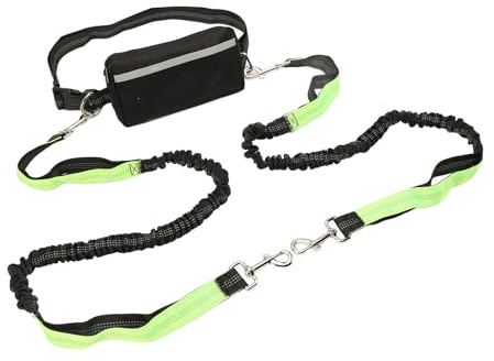 Correa Perro Cintura, Correa para Perro Manos Libres 2 Perros, Ajustable Y Correas Elástica Retráctil Correas Perros Grande con Costuras Reflectantes, para Medianos Y Grandes Can