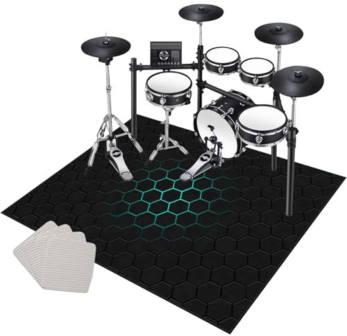 Tappeto Professionale Insonorizzato 120 x 80 cm per Batteria e Tappetino Elettronico