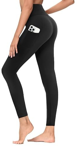 TNNZEET Leggings Damen Schwarz Sportleggins mit Taschen Sporthose Weiche Yogahose Elastische Laufhose