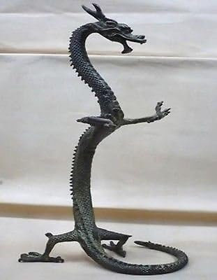 Statua di drago cinese in vero bronzo, squisita figura decorativa da giardino, design intricato per interni ed esterni, scultura unica per casa e ufficio