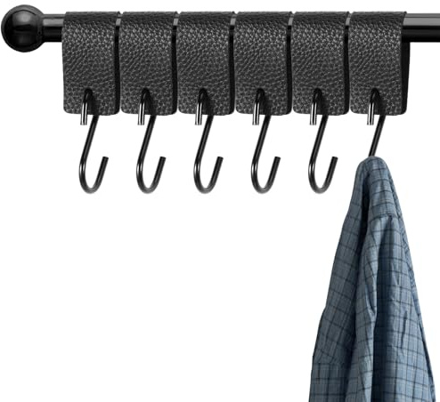 Qiuruoo 6 Pezzi Ganci A S Con Passante In Pelle, Ganci A S Multifunzionali Per Giardino, Cucina, Ganci Per Cappotti Appendiabiti