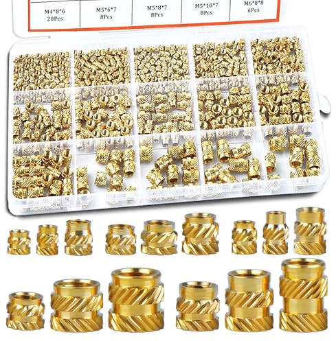 400 Pcs Zruosiniy Premium Brass Threaded Inserts Kit, M2 M2.5 M3 M4 M5 M6 Female Metric Knurled Insert Nuts, Heat Set Inserts for Plastic & 3D Printing Components