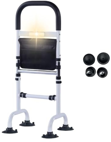 Aide à la Station Debout pour Personne âgée, Aide à la Marche pour Seniors debout réglable en hauteur avec voyant lumineux, Aide pour se Lever du lit Barre de lit, Aide de la Toilette et du canapé pou