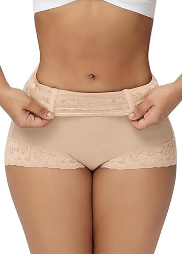 SHAPSHE Tummy Control Shorts for Women Seamless Body Shaper Control Knickers Lace Compressions Shorts Underwear Slimming Pants Beige L
