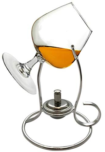 SILBERKANNE Calentador de cristal para coñac Brandy 13 x 11 cm, chapado en plata de primera calidad, acabado en plata