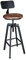 Barstool Vintage Kitchen Stool with Back Industrial Style Stool Chair Adjustable Dining Chairs Black Metal Frame Aged Effect Stools Leather Brown Cushion Seat Barstools (Bar Stool w/ Support)