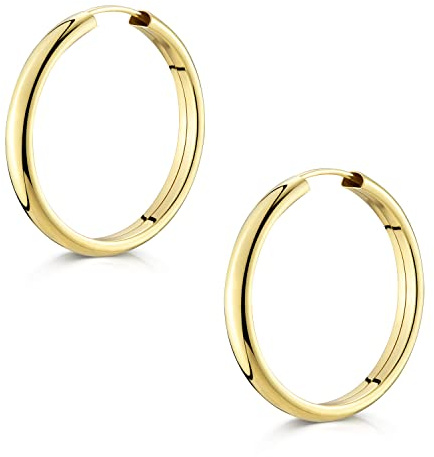 Materia Damen Creolen Silber 925 vergoldet 4mm breit 30mm Durchmesser SO-81