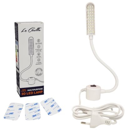 La Canilla Lampada 30 Lampadine LED 6000K 3W Luce Fredda con Base Magnetica e Piastre Metalliche Adesive per Macchina da Cucire e altre Superfici