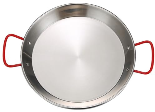 Lyellfe 2 Pack Stainless Steel Paella Pan, 12-1/2 Inch Paella Pan with Double Handles, Nonstick Flying Pans for Camping and Gathering, Oven and Induction Safe, 32cm