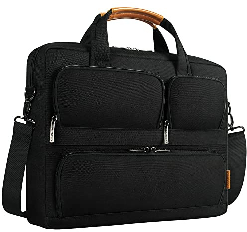 DOMISO 17 inch Laptop Bag,Business Laptop Briefcase with Multiple Pockets and Shoulder Strap,Shockproof Waterproof Computer Bag Compatible For 17-17.3 Dell HP Lenovo Asus,Black