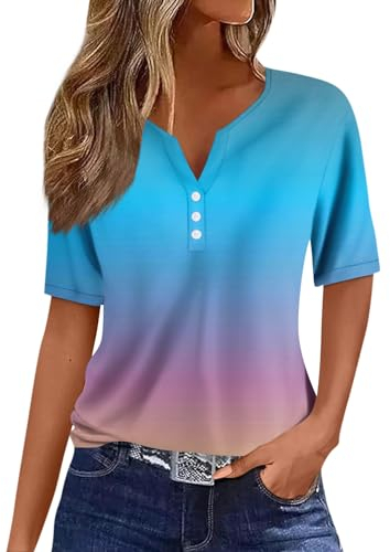 Generic Damen Tshirt Schwarz Damen 2024 Grafik-T-Shirts für Frauen Damen Täglicher Druck V Ausschnitt Tops Kurzarm Rundhals T-Shirt