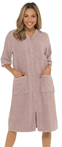 Robe de bain pour femme de Undercover, 100% coton bouclé, avec fermeture éclair, avec ou sans capuche, Vison, 52/54
