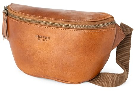 Berliner Bags Vintage Bauchtasche Noah, Umhängetasche aus Leder, Crossbody Tasche, Gürteltasche für Damen und Herren – Braun
