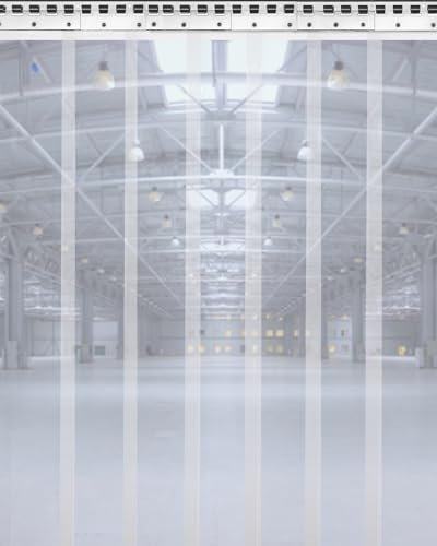 Ezcasch Clear Curtain Strip Kit(1.0Wx2.0L Meter) with 6Pcs Clear Strip(20x200cm),2mm Thick Superior Door Curtain for Warehouse, Shops, Coldroom, Garage