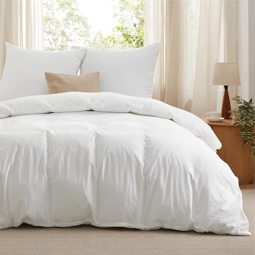 Bedsure Bedding Funda Nordica Cama 135/150 - Poliéster Microfibra Juego de Funda de Edredon 230x220 cm y 2 Fundas de Almohada 50x75 cm, Funda Nórdica con Cremallera ÖKO-Tex (Blanco)