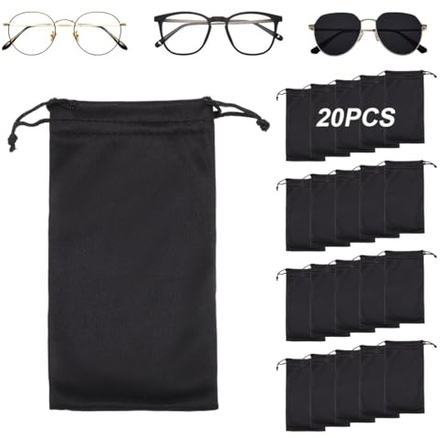 JEYORZY 20 Pcs Astuccio Sacchetto per Occhiali, Sacchetti per Occhiali, Custodia Occhiali Morbida, Custodia Morbida per Occhiali da Sole Portatile, Borsa Porta Occhiali per Protezione e Conservazione