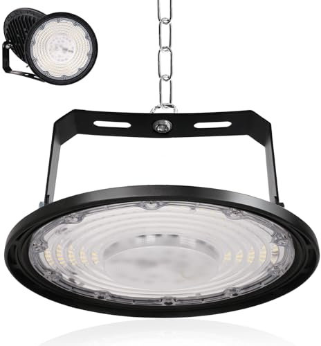 Fosingut UFO LED Lámpara de Alta Bahía 200W,Focos LED Interior Techo 6500K Blanco Frío,IP65 Impermeable Naves Industrial High Bay Lámpara,Campana Iluminación de Almacén para Fábrica,Garaje,Taller