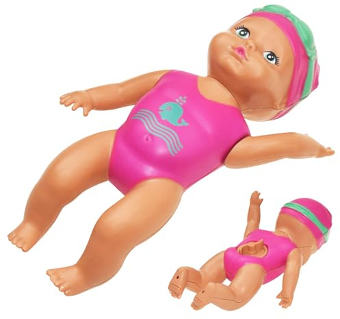 Poupée de nageuse étanche, poupée bébé Nageur de 3, 5X 5, 9 Pouces, Baby-Baignoire en Plastique bébé, poupées Natation à l'eau Mignonne pour Filles imperméables, Bain, Eau