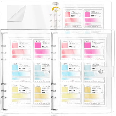 Paquete de 2 cuadernos de acuarela A5 para pintores, 15 hojas de papel de acuarela para artistas, 140 libras, 100% algodón, 16 hojas de papel de acuarela de vidrio para colorear para 6 anillos con
