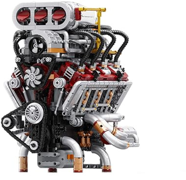 muuchuu Technik V8 Engine Building Toy with Motor for Adult to Build, Car V8 Piston Model Engine That Works, MOC DIY STEM Hobby Brick Classic Toy Project Kits Gifts for Kids Teens (2347 Pcs)