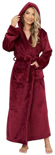 ZFSOCK Vestaglia Donna Lunga Invernale: Accappatoio in Flanella con Cappuccio Caldo Vestaglia in Morbido Pile con Cintura Tasche per Casa Spa Hotel Regalo di Natale