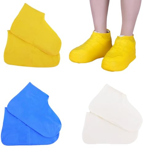 LONZIKP 3 Paires Couvre-Chaussures Imperméables Réutilisables en Latex, Protection Antidérapante pour Chaussures contre la Pluie (42-45)