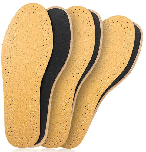 AMFUN 3 Paia Solette in Pelle, Solette per Scarpe, Solette Scarpe Ritagliabili con Carbone Attivo Mangia Odori per Uomo e Donna, Taglia 41-42 EU