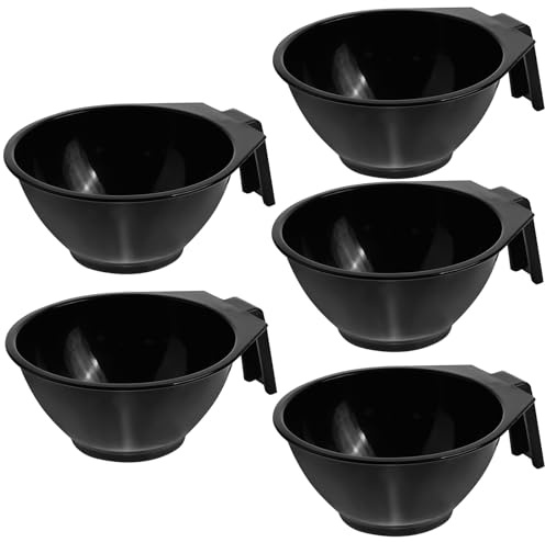 Sewroro Bol Mélangeur pour Coloration Capillaire en Plastique Noir 5pcs Portable et Facile à Nettoyer pour Usage Personnel et Voyage