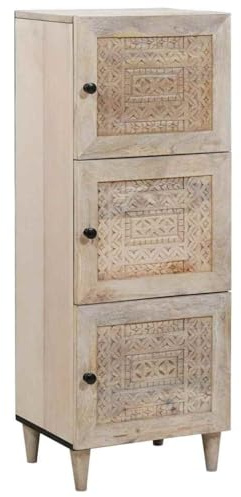 Armoire de ménage multi-usages en bois de manguier massif - Pour bureau, couloir, cuisine, buanderie - Blanc - 40 x 33 x 110 cm