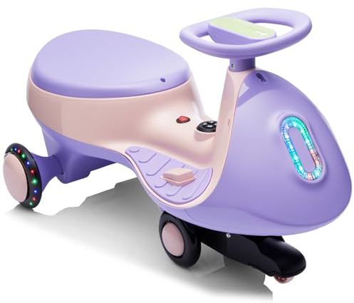 LALAHO Macchina Elettrica Per Bambini 12 V con Pedale, Auto Elettrica con 2 Velocità, Luci LED, Bluetooth, Protezione Antiribaltamento, 3 Anni in su (Viola-rosa)