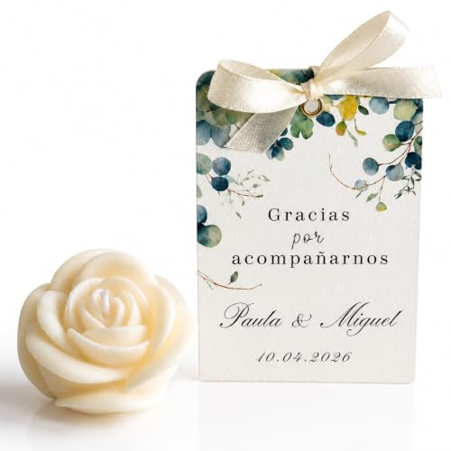 Velas Personalizadas en Forma de Rosa, Detalles para Invitados, Set De 9