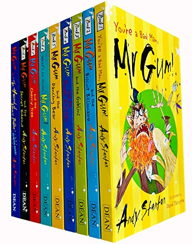 Mr Gum Collection Andy Stanton Juego de 9 libros (Biscuit Billionaire, Cherry Tree, Dancing Bear, Goblins, The Power Crystals, Whats for Dinner, Secret Hideout, Hound of Lamonic Bibber, Eres un mal h