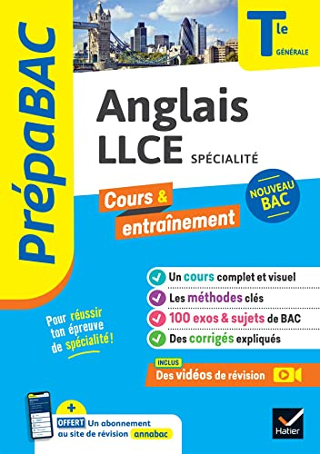 Prépabac - Anglais LLCE Tle générale (spécialité) - Bac 2027: cours, méthodes & sujets corrigés (programme de Terminale)