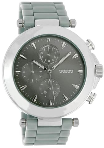 Oozoo XXL Strass Damenuhr mit Lederband - C3761 - Silber