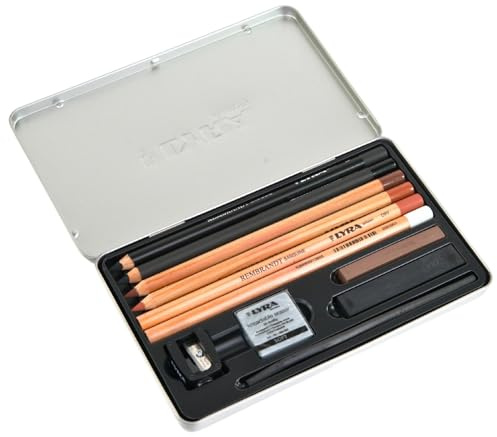 LYRA Rembrandt - Confezione in Metallo Matite Carboncino Sanguigna e Accessori, 1 Unità (Confezione da 1)