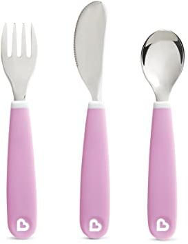 Munchkin Splash Kleinkind-Gabel, -Messer und -Löffel-Set | Kleinkind- & Babylöffel | Abstill-Set | Baby-Essentials | 3er Pack | Lila