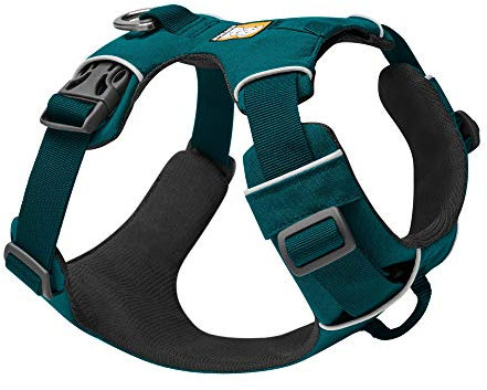 RUFFWEAR Front Range Harness, Extra Small Dog Harness, Reflective Y Harness, Adjustable Comfortable Padded Everyday Dog Walking, No Pull Dog Harness, 2 Lead Attachments & V Ring, Size XS, Tumalo Teal