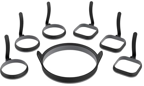 Blackstone Egg & Omelet Ring Kit (7 Piece Set) – Non Stick Silicone Egg & Omelette Cooker Mold for Pancake, Patties & English Muffin – Round Egg Cooking Shaper–Griddle Accessories for Breakfast - 5515