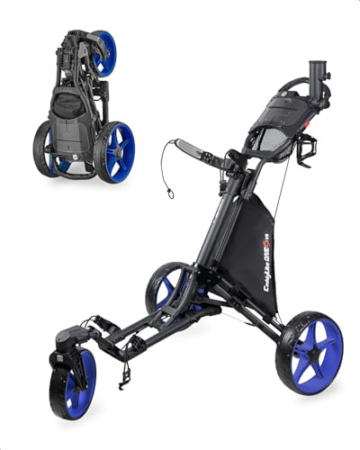 Caddytek CaddyLite One Carro de Empuje para Golf, 3 Ruedas, Rueda Delantera giratoria 360°, Plegable con un Solo Clic, Ligero, asa Ajustable