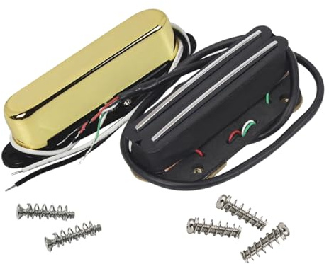 FLEOR Alnico 5 TL Pickup Hot Rail Humbucker Bridge Pickup 12.5~13k & Single Coil Neck Pickup Gold 7~8K Fit TL Guitar Part
