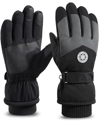 LabWiGBL Herren Sporthandschuhe,Outdoor Laufhandschuhe,Touchscreen Handschuhe,wasserdichte Warme Winterhandschuhe,Anti-Rutsch Full Finger für Laufen, Fahren, Radfahren, Wandern（Dunkelgrau）