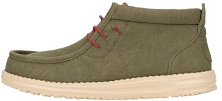 HEYDUDE Wally Mid Waxed Canvas - Scarpe Uomo Slip-On Stivaletti, Olive, 45