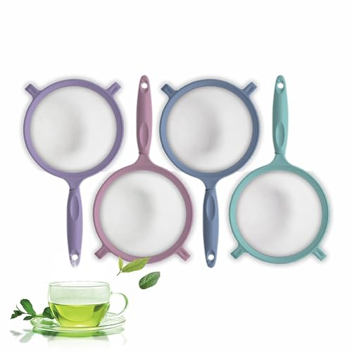 Sieve Fine Mesh Strainer Flour Sifter Pastel Sieve Food Colander for Pasta Spaghetti Rice Fruits Vegetables Straining Draining Baking Cooking Kitchen Essential Assorted Colour (1Pc)