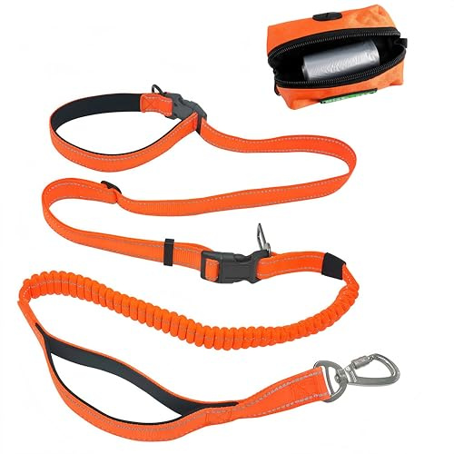 Correa táctica para perro con cinturón de seguridad de coche para perros medianos y grandes, correa elástica fuerte ajustable de 5 a 8 pies para entrenamiento, correas de perro de doble asa acolchada
