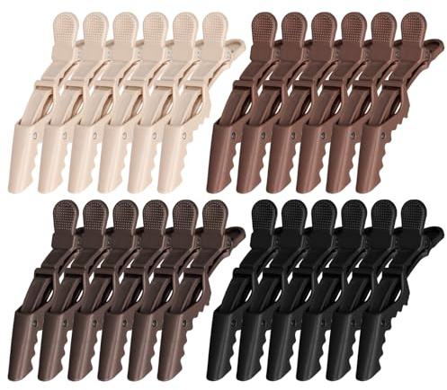 Ondder 24 Pack Alligator Hair Clips for Styling Sectioning Large Salon Pro Hair Clips for Barber Clips for Hair Coloring, Cutting, Sectioning Big Gator Clips Hair Styling Accessories for Women Men