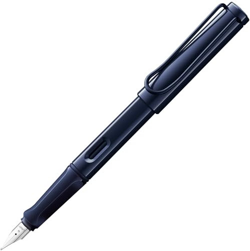 LAMY safari dark dusk - Fountain Pen with ergonomic grip & polished steel nib in size F - ideal for any Writing & Calligraphy - including LAMY T 10 blue cartridge - Right-Handed